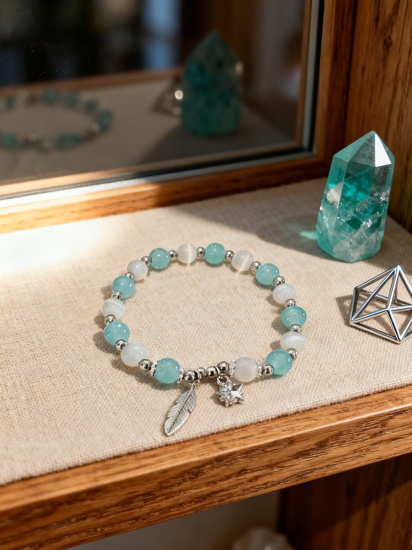 Colorful Cat Eye Bracelet – Star & Feather Crystal Jewelry