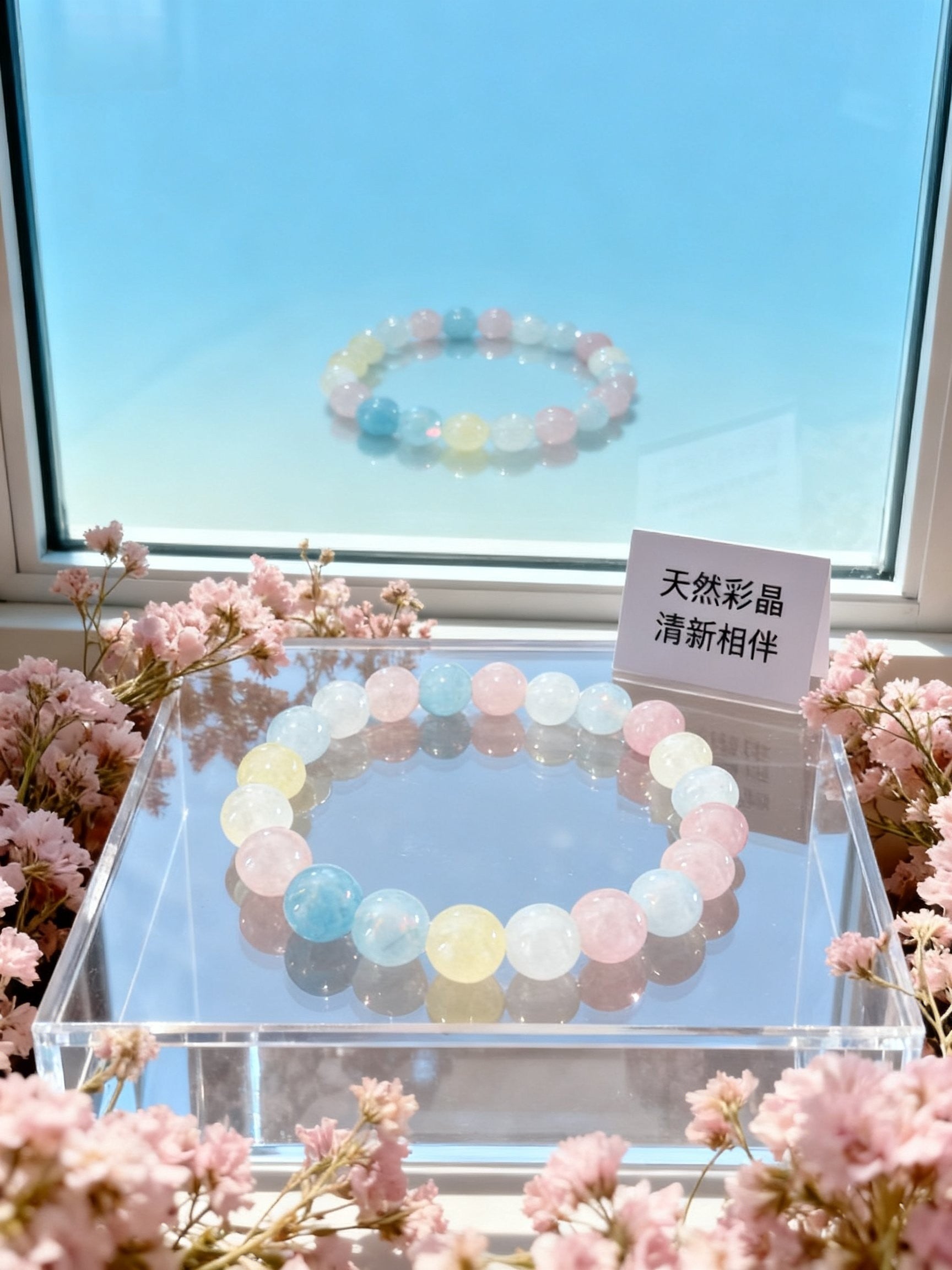 Colorful Morganite Bracelet – Multi Gemstone Healing Beads 8mm