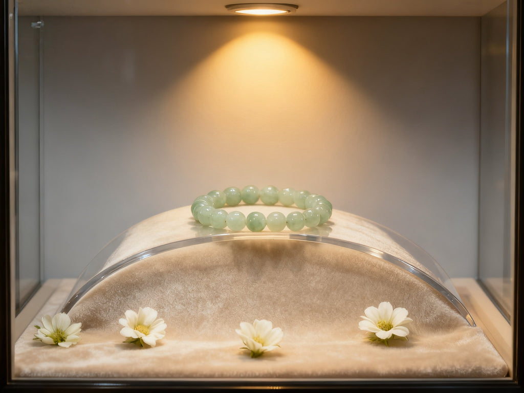 Green Hetian Jade Bracelet – Icy Clear Beads 8mm