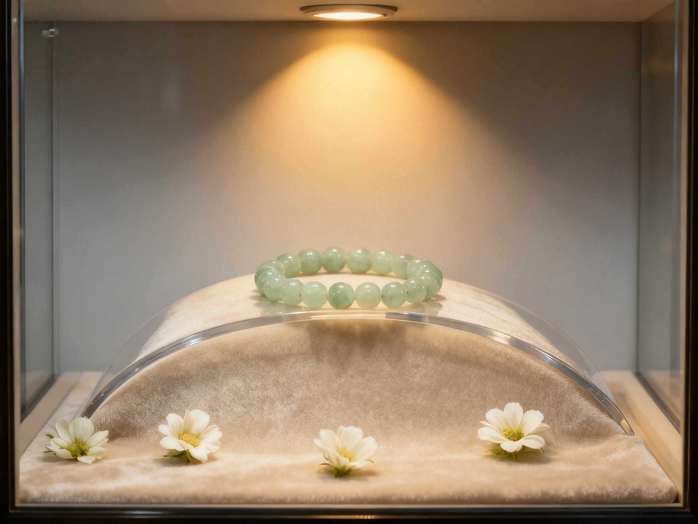 Green Hetian Jade Bracelet – Icy Clear Beads 8mm